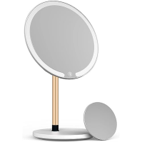 ANGNYA Makeup Mirror with Light, dobíjecí toaletní zrcadlo s 3 nastavitelnými barvami / 10x zvětšovacím zrcadlem